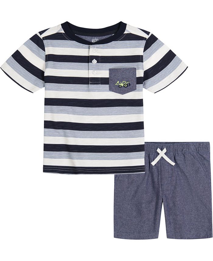 Kids Headquarters Little Boys Striped Henley T-shirt and Chambray ...