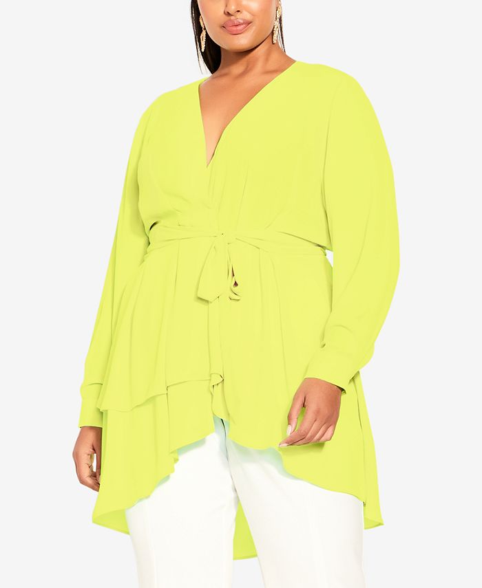 City Chic Women's  Trendy Plus Shibara Surplice Wrap Top -Blue Size M/18