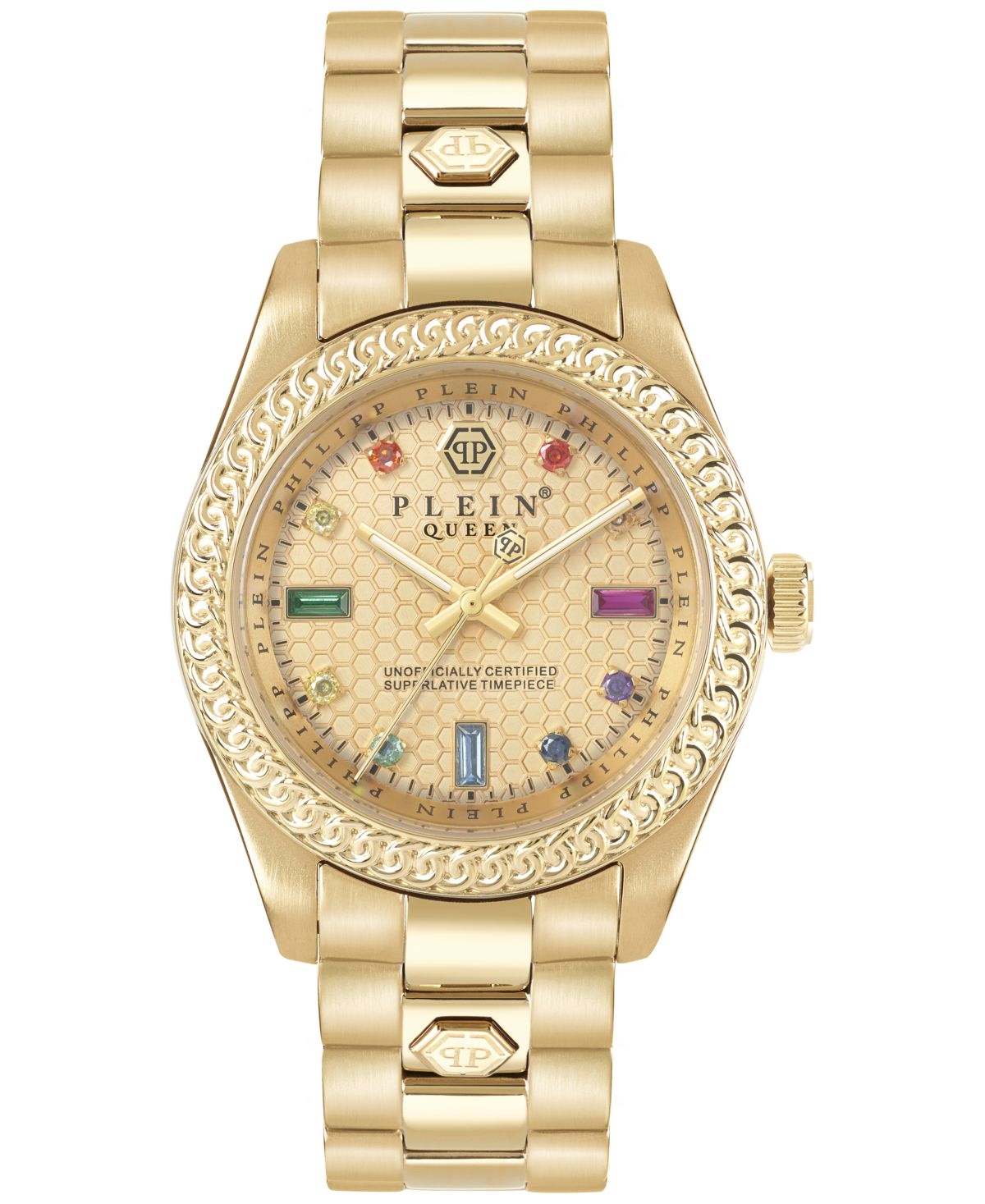 Женские часы Queen с золотым браслетом из нержавеющей стали 36 мм