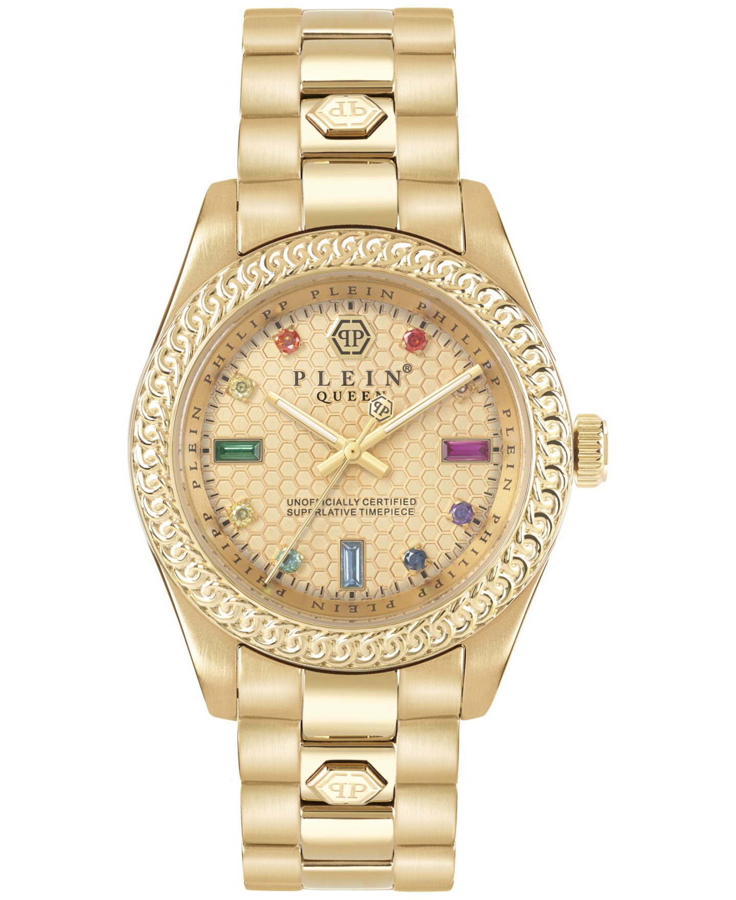 Женские часы Philipp Plein Queen Gold-Tone Stainless Steel Bracelet Watch 36mm — фото 1