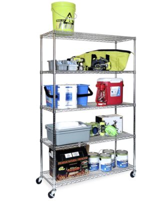 Commercial-Grade 5-Tier NSF-Certified Steel Wire Wheeled Shelving