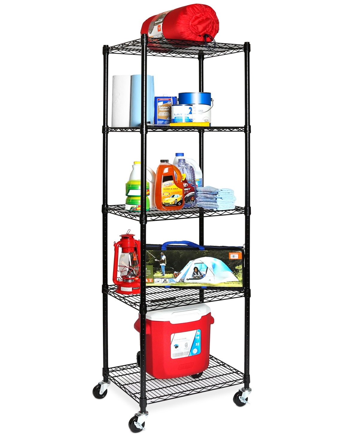 Seville Classics Ultradurable Commercial-grade 5-tier Nsf-certified Steel Wire Wheeled Shelving In Black