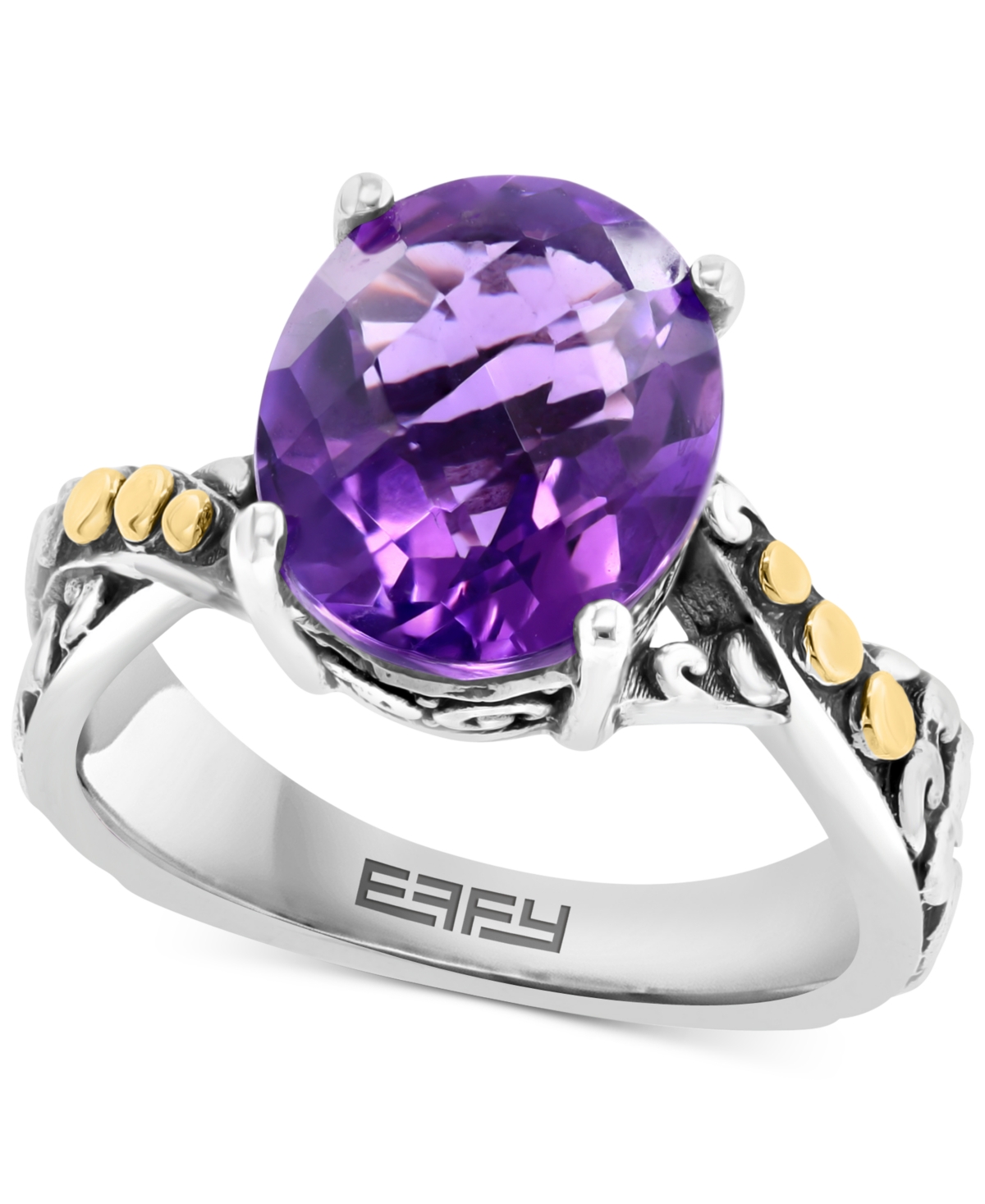 Effy Collection Effy Amethyst Twist Two-tone Statement Ring (4-7/8 Ct. T.w.) In Sterling Silver & 18k Gold-plate