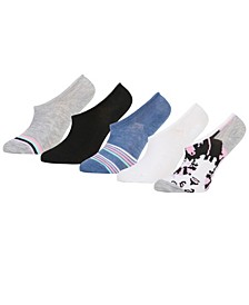 Women's No Show Invisible Sneaker Liners Socks Sneaker Socks with Patterned Designs, Pack of 5