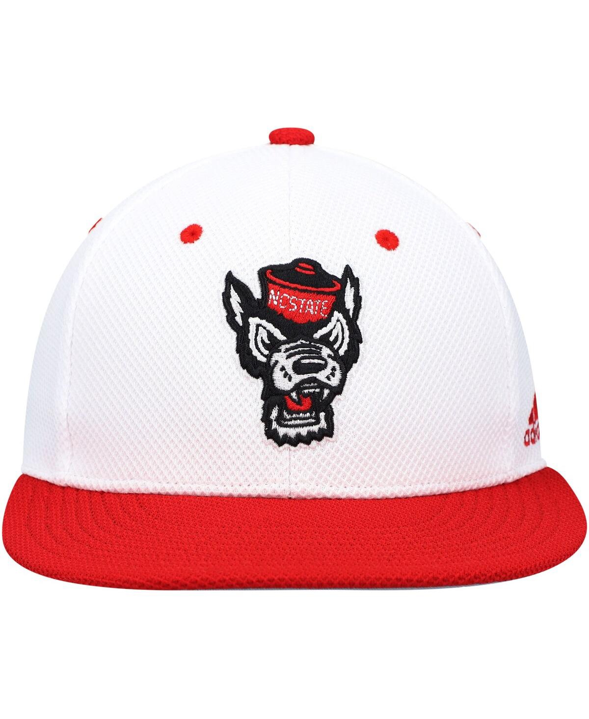 Shop Adidas Originals Men's Adidas White And Red Nc State Wolfpack On-field Baseball Fitted Hat In White,red