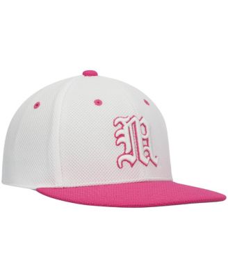 Men's White and Pink Miami Hurricanes On-Field Baseball Fitted Hat