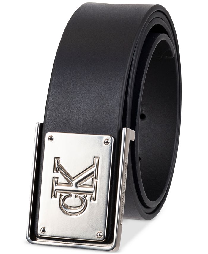 Calvin Klein Men's CK Plate Plaque Belt - Macy's