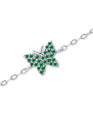 Green Cubic Zirconia Butterfly Ankle Bracelet