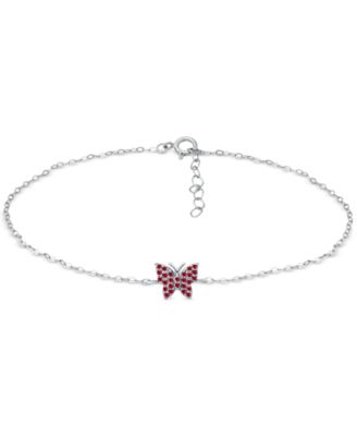 Red Cubic Zirconia Butterfly Ankle Bracelet