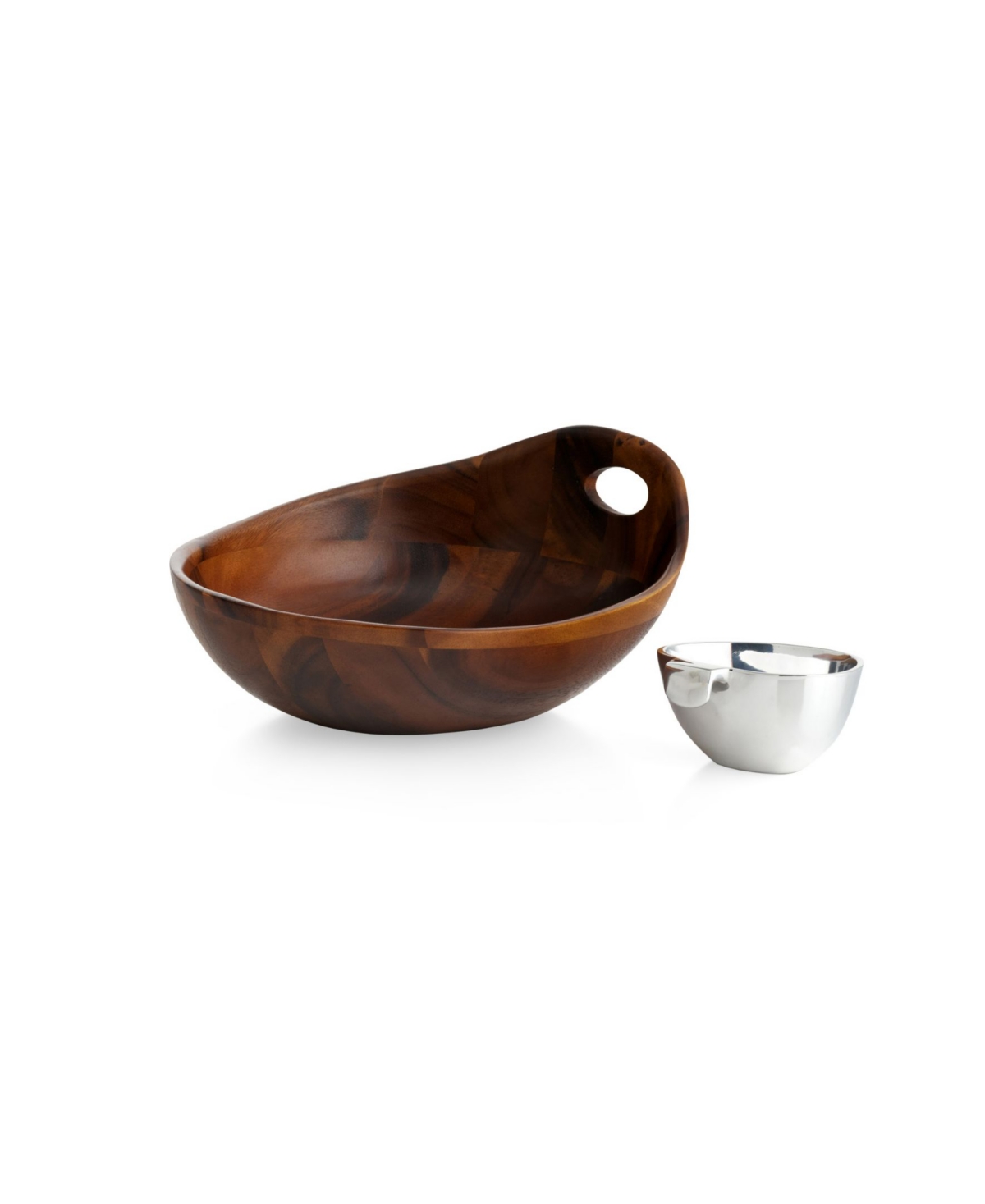Shop Nambe Portables Wood Chip And Dip 2 Piece Set In Brown