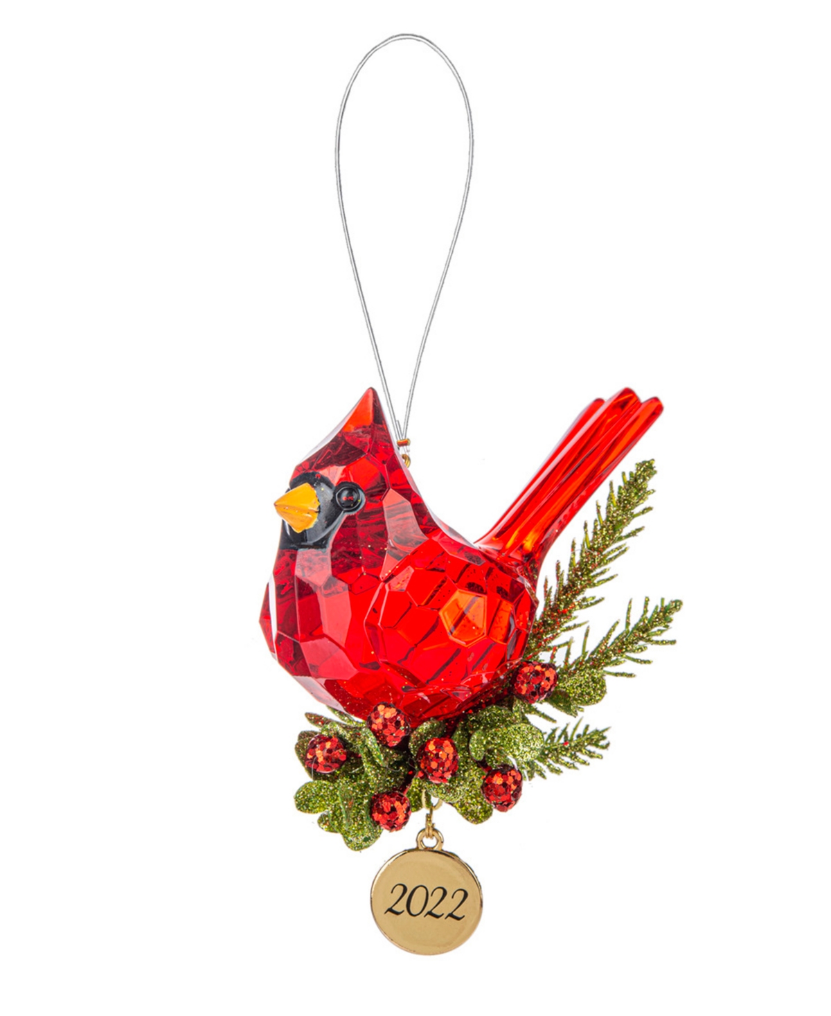 Ganz Kissing Krystals 2022 Limited Edition Cardinal Ornament In Red,green,gold-tone