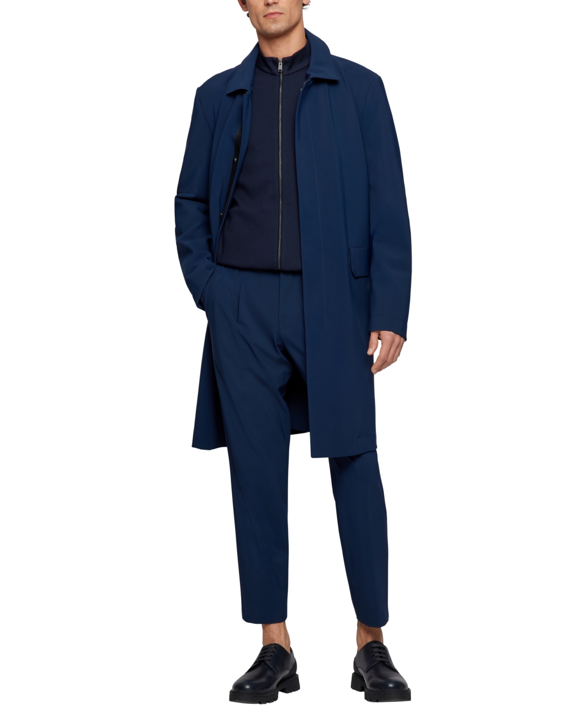 Shop Hugo Boss Boss Men's Cotton Zip-up Sweatshirt In Dark Blue