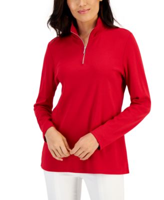 Karen Scott Women s Cotton Zip Neck Top Created for Macy s Macy s