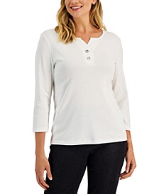 Women's Cotton Toggle Henley Top, Created for Macy's