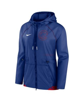 Women's Royal, Red Chicago Cubs Statement Raglan Full-Zip Hoodie Jacket