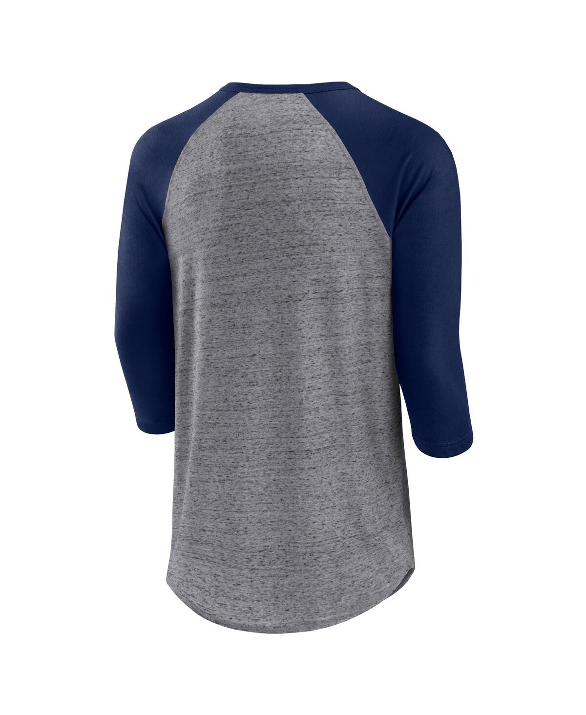 Men's Fanatics Branded Heathered Gray/Royal Chicago Cubs Iconic Above Heat Speckled Raglan Henley 3/4 Sleeve T-Shirt