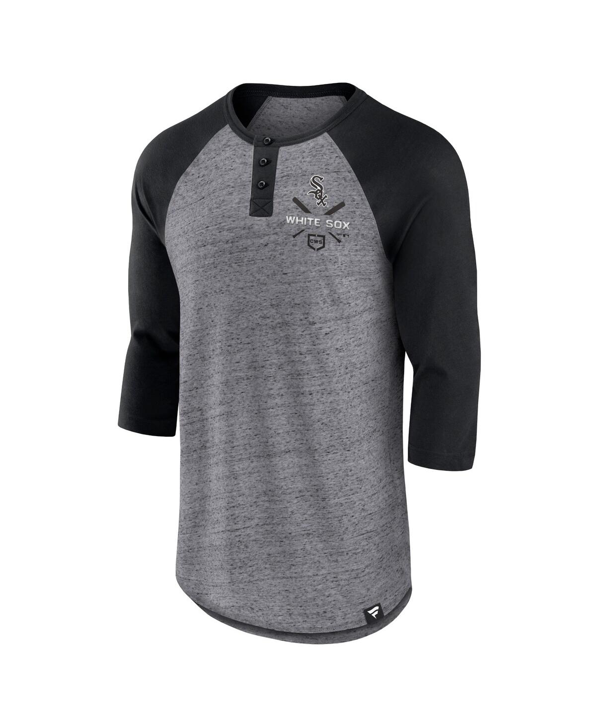 Men's Fanatics Black Chicago White Sox Iconic Above Heat Speckled Raglan Henley 3/4 Sleeve T-shirt - Black