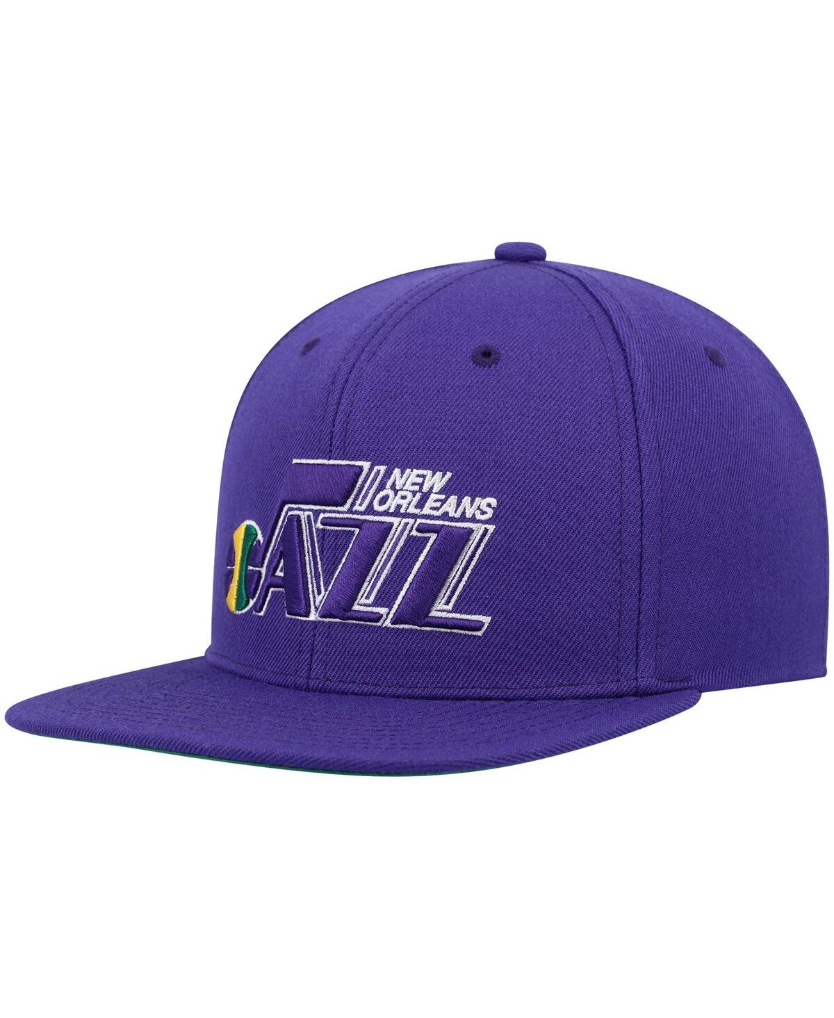 Shop Mitchell & Ness Men's  Purple New Orleans Jazz Hardwood Classics Team Ground 2.0 Snapback Hat