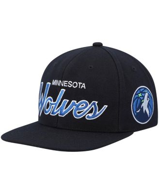 Men's Black Minnesota Timberwolves Hardwood Classics Script 2.0 Snapback Hat