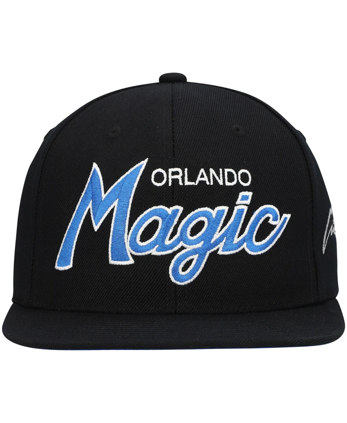 Mitchell & Ness Men's  Black Orlando Magic Hardwood Classics Mvp Team Script 2.0 Snapback Hat In Black