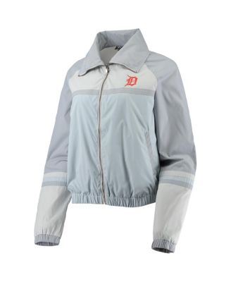 Women's Navy Detroit Tigers Colorblock Track Raglan Full-Zip Jacket