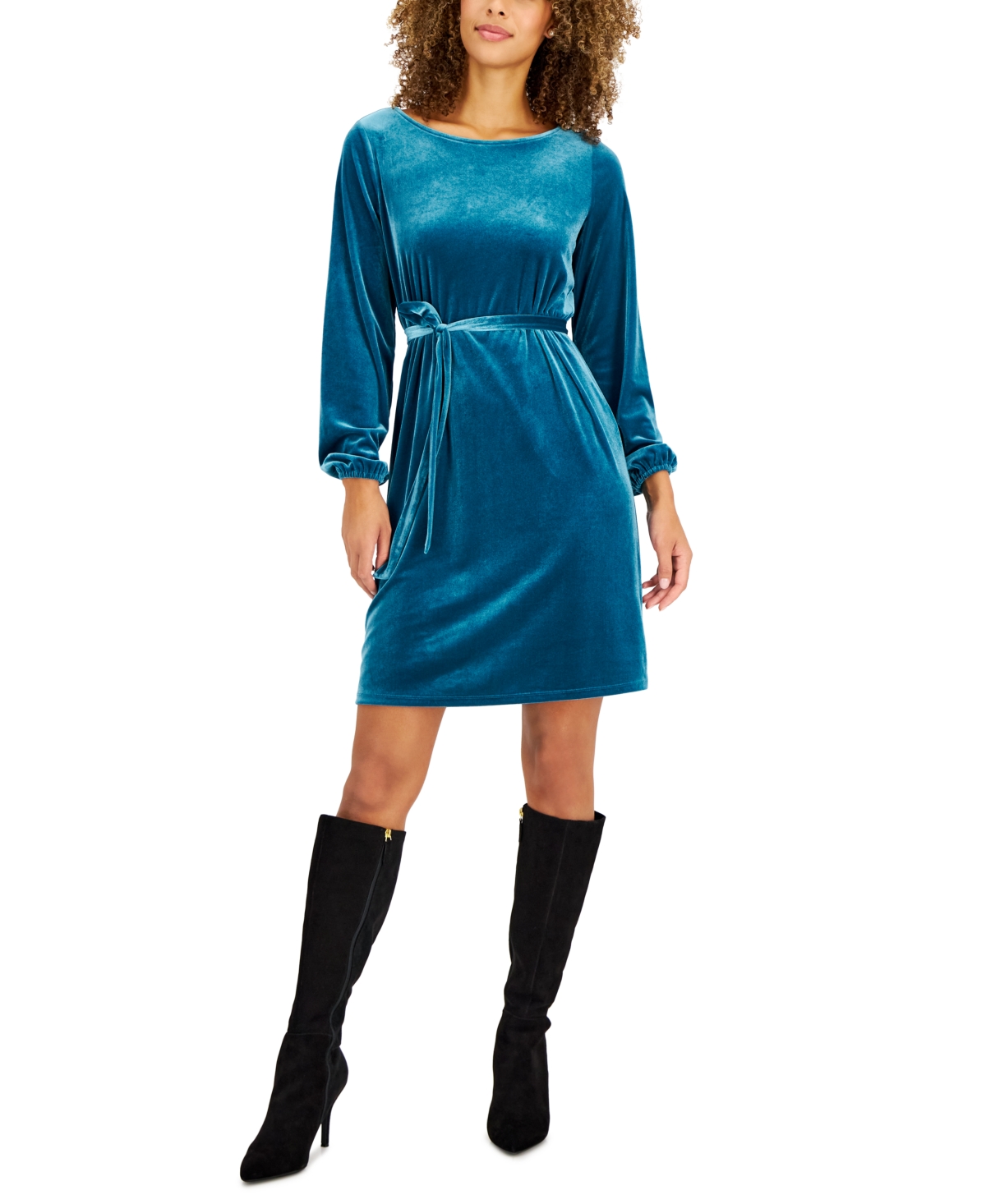 Macy's blue velvet dress store