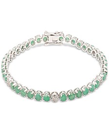 Emerald (8 ct. t.w.) & White Sapphire (1/4 ct. t.w.) Tennis Bracelet in Sterling Silver