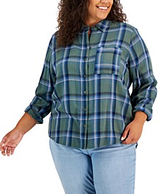 Plus Size Plaid Perfect Shirt, Created for Macy's