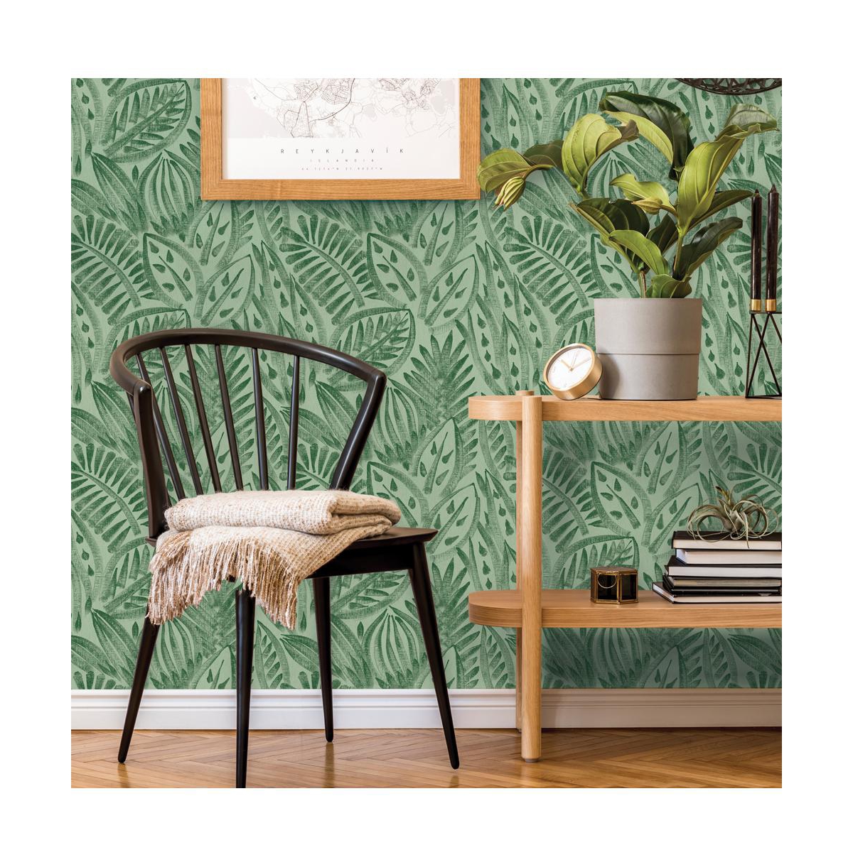 Tempaper Canvas Palm Peel And Stick Wallpaper In Green