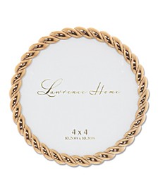 Round Metal Picture Frame With Rope Design, 4" x 4"