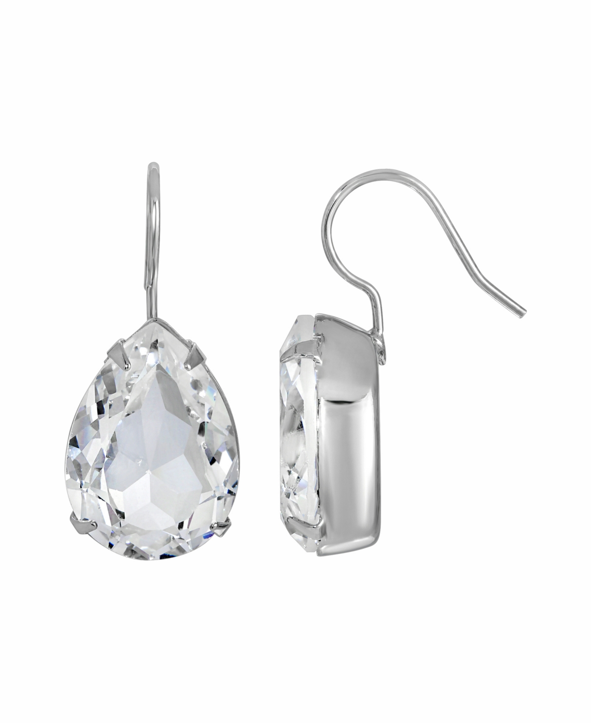 2028 Women's Crystal Teardrop Wire Earrings In Gray