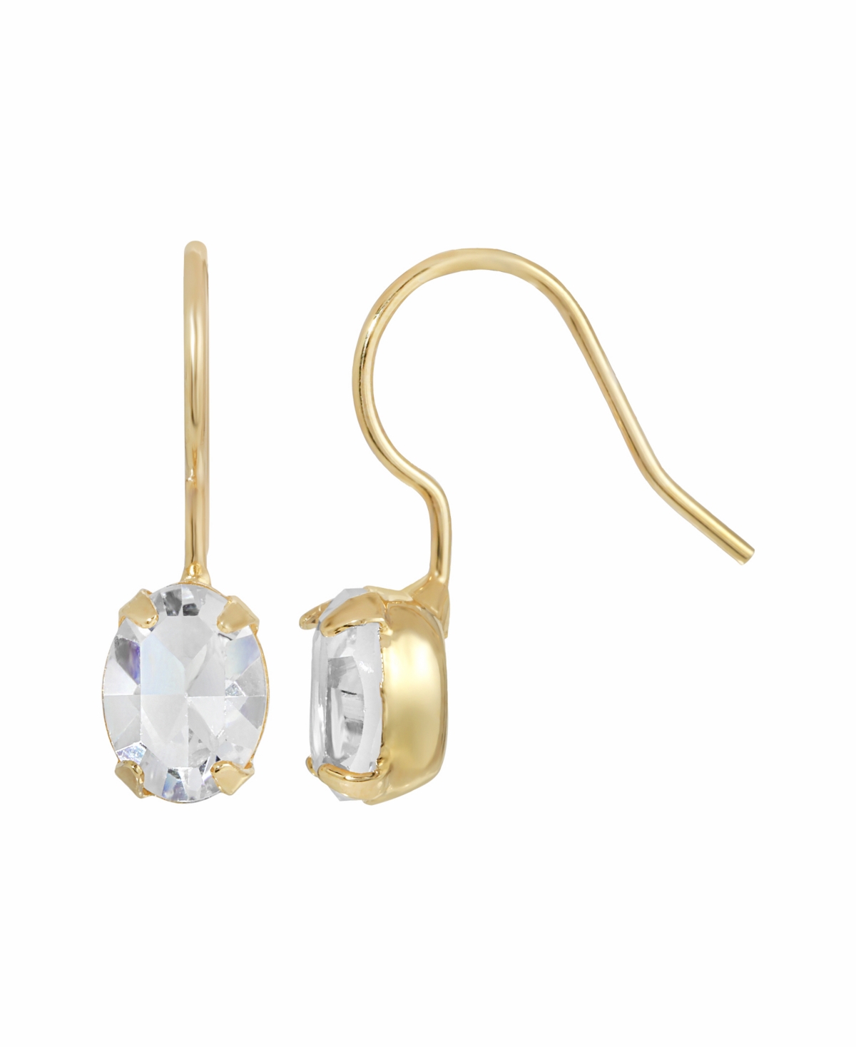 2028 Women's Crystal Small Oval Wire Earrings In Yellow