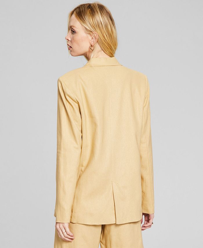 And Now This Women's Linen Blend Oversized One-Button Blazer - Macy's