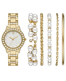 Women's Gold-tone Stainless Steel Bracelet Watch, 35mm Gift Set
