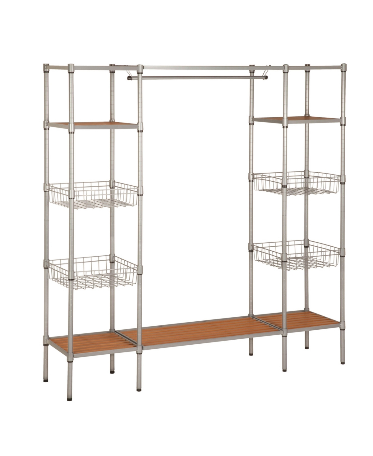 Honey Can Do Garment Bar And Shelves With Freestanding Closet In Silver-tone