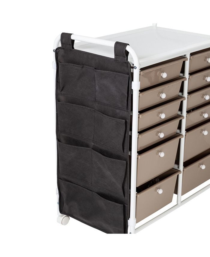 Honey Can Do 12 Drawer Metal Rolling Storage Cart with Side Pockets