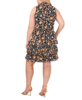 MSK Plus Size Mock Neck Tiered Dress