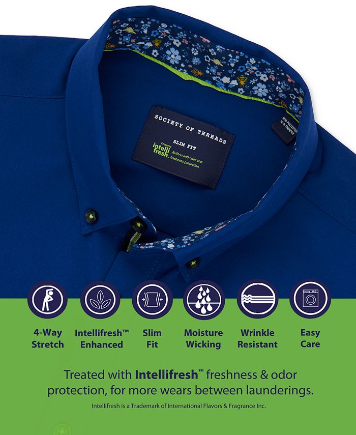 Society of Threads Men's SlimFit White ButtonDown Performance Shirt