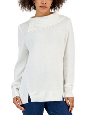 Karen Scott - Women's Split Funnel-Neck Sweater