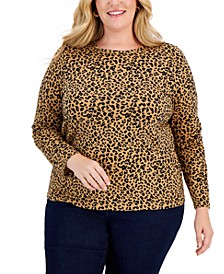 Plus Size Printed Long-Sleeve T-Shirt, Created for Macy's