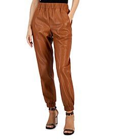 Women's Faux Leather Joggers, Created for Macy's