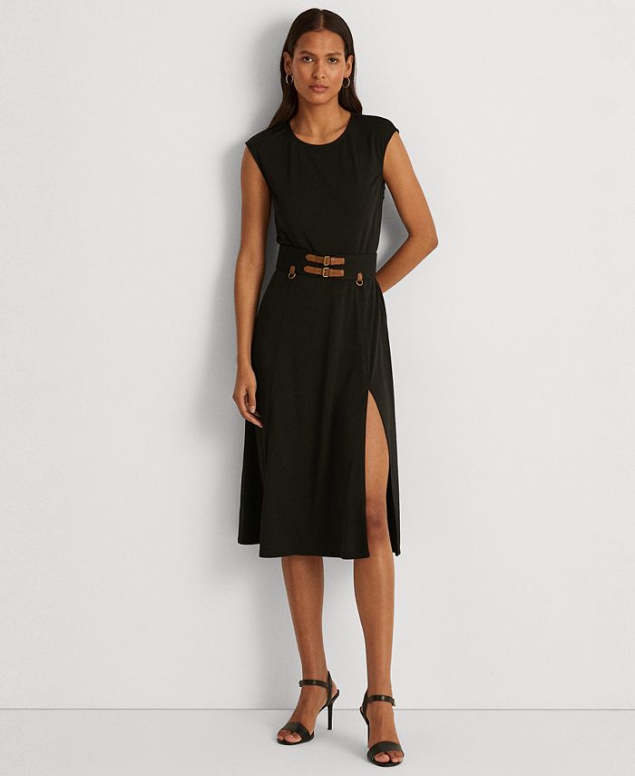 Lauren Ralph Lauren Belted Jersey Dress & Reviews - Dresses - Women - Macy's