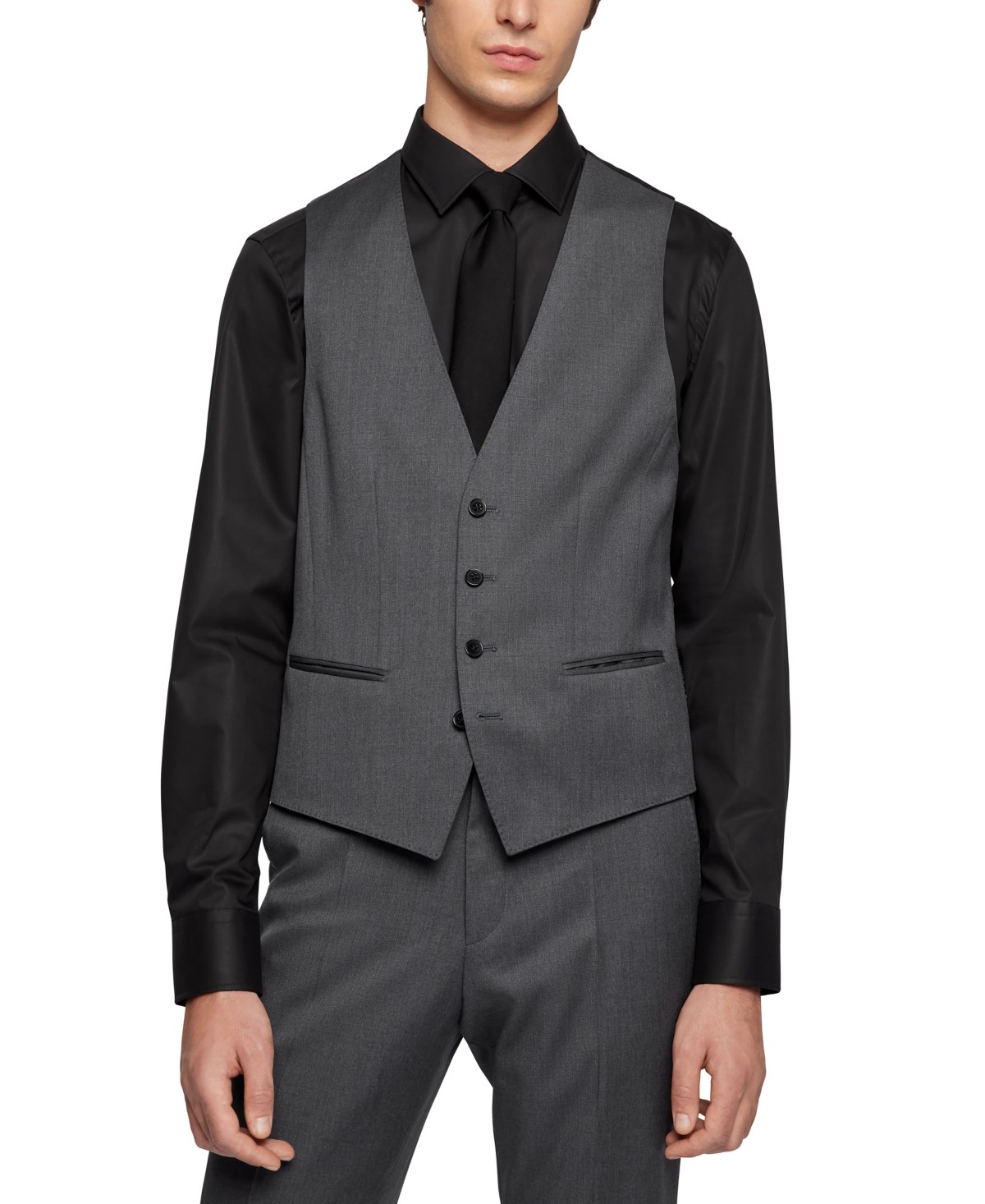 Мужские BOSS by Hugo Boss Men's Virgin-Wool Serge Slim-Fit Vests — фото 1