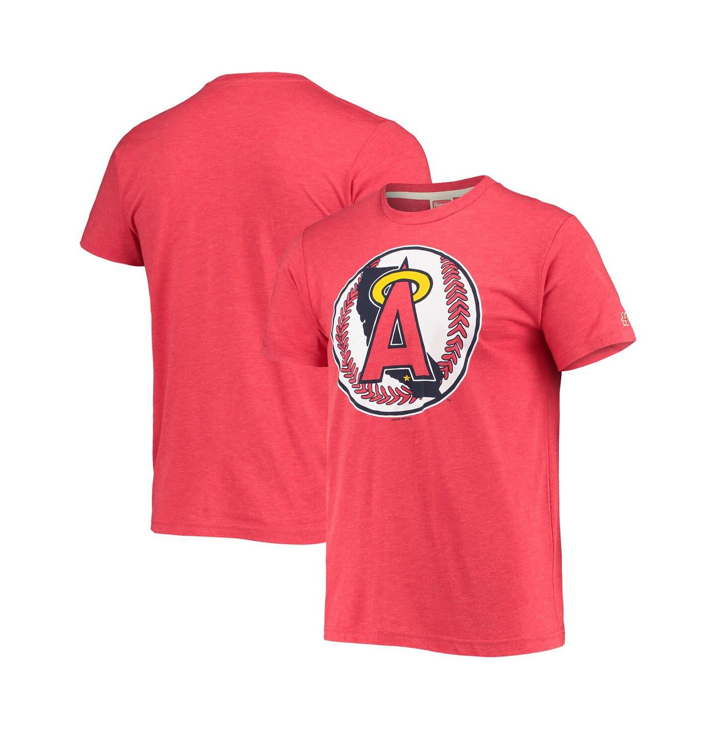 Мужская футболка Homage Red Los Angeles Angels Hand-Drawn Logo Tri-Blend — фото 2