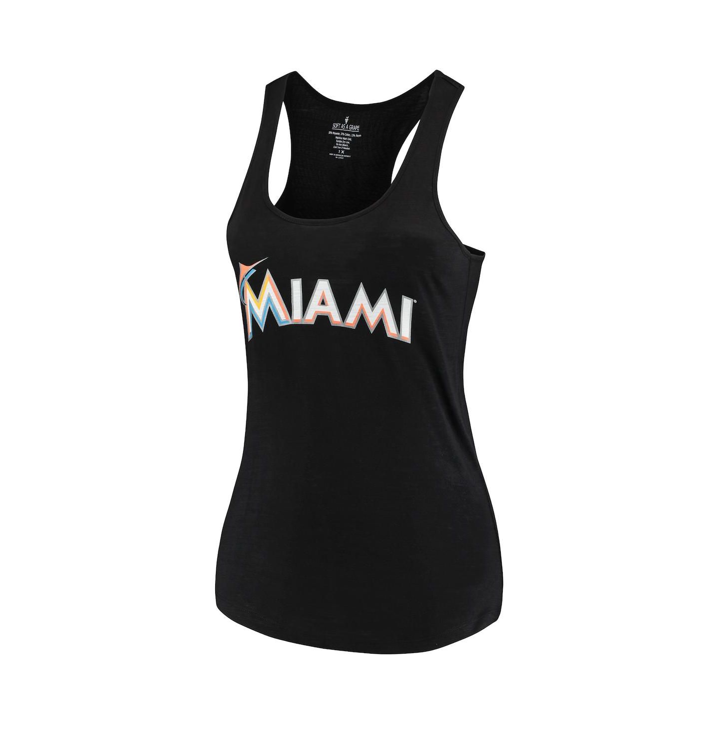 Женский топ Soft As A Grape Black Miami Marlins Plus Size Swing for the Fences Racerback — фото 4