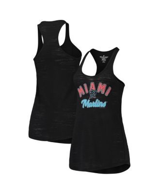 Women's Black Miami Marlins Multi-Count Tri-Blend Tank Top