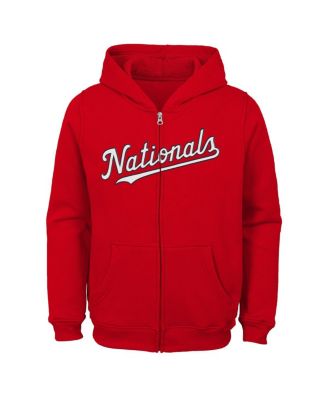 Big Boys Red Washington Nationals Team Color Wordmark Full-Zip Hoodie
