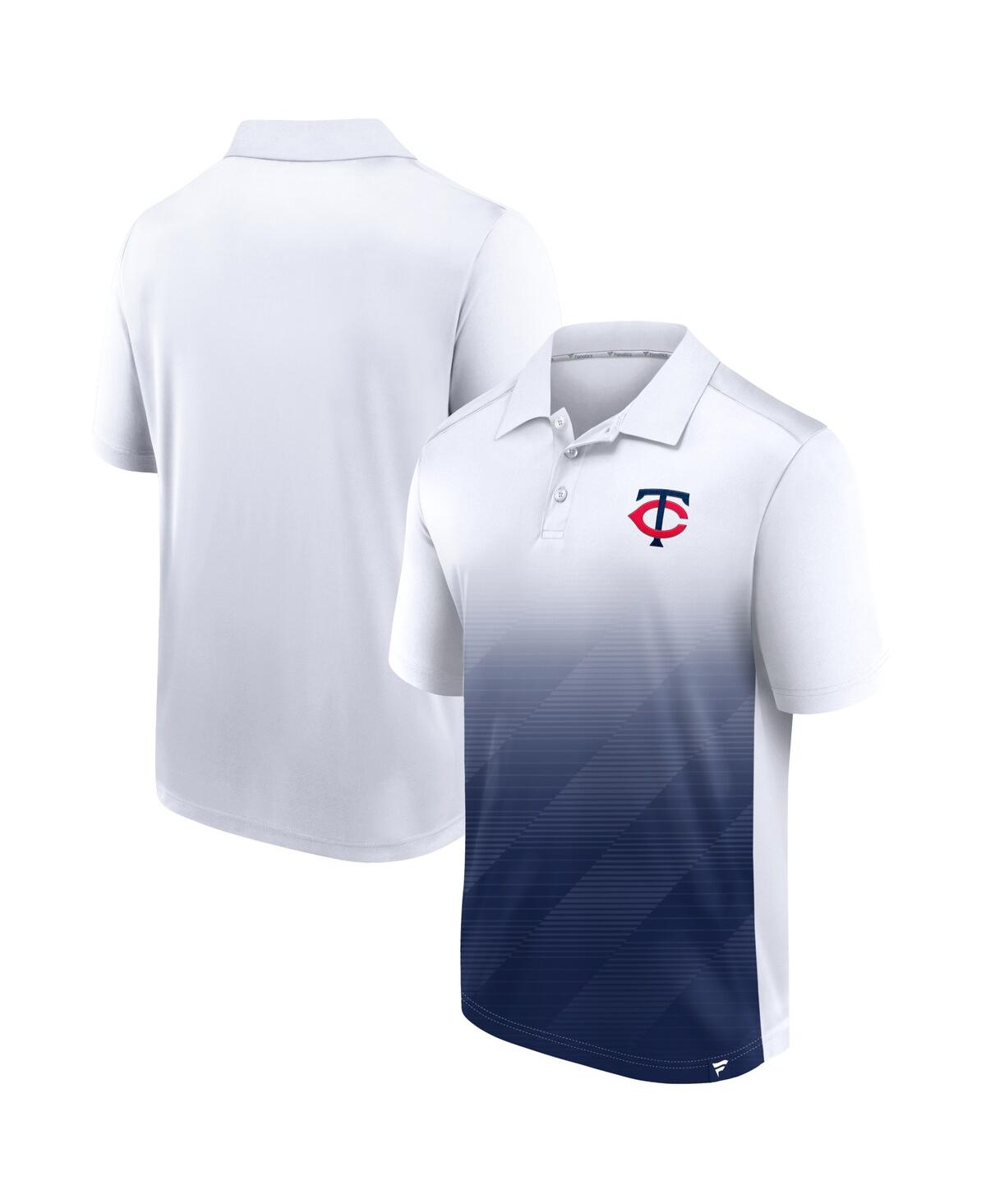 FANATICS MEN'S FANATICS WHITE, NAVY MINNESOTA TWINS ICONIC PARAMETER SUBLIMATED POLO SHIRT