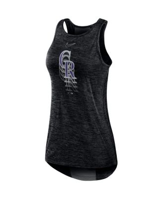 Women's Black Colorado Rockies Logo Fade High Neck Performance Tank Top
