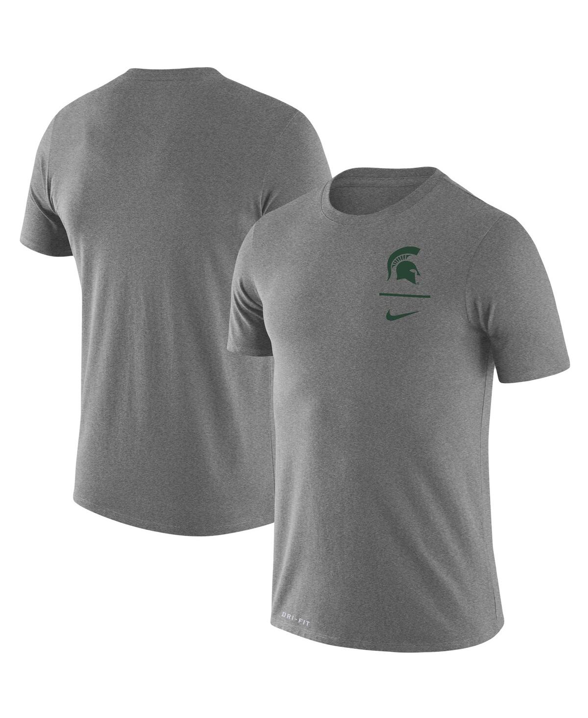 Men's Nike Heathered Gray Michigan State Spartans Logo Stack Legend Performance T-shirt